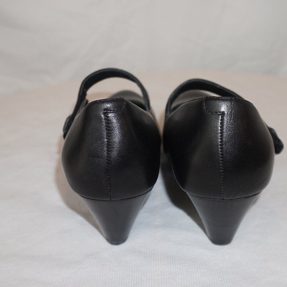 Dansko Black Leather Mary Jane Asymmetrical Strap Block Heels EU 37 6.5/7 - Picture 5 of 13